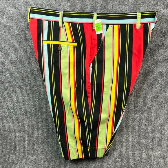 Loudmouth Golf Shorts Adult 36 Striped Black Red Green Pockets Casual Mens - Picture 2 of 9